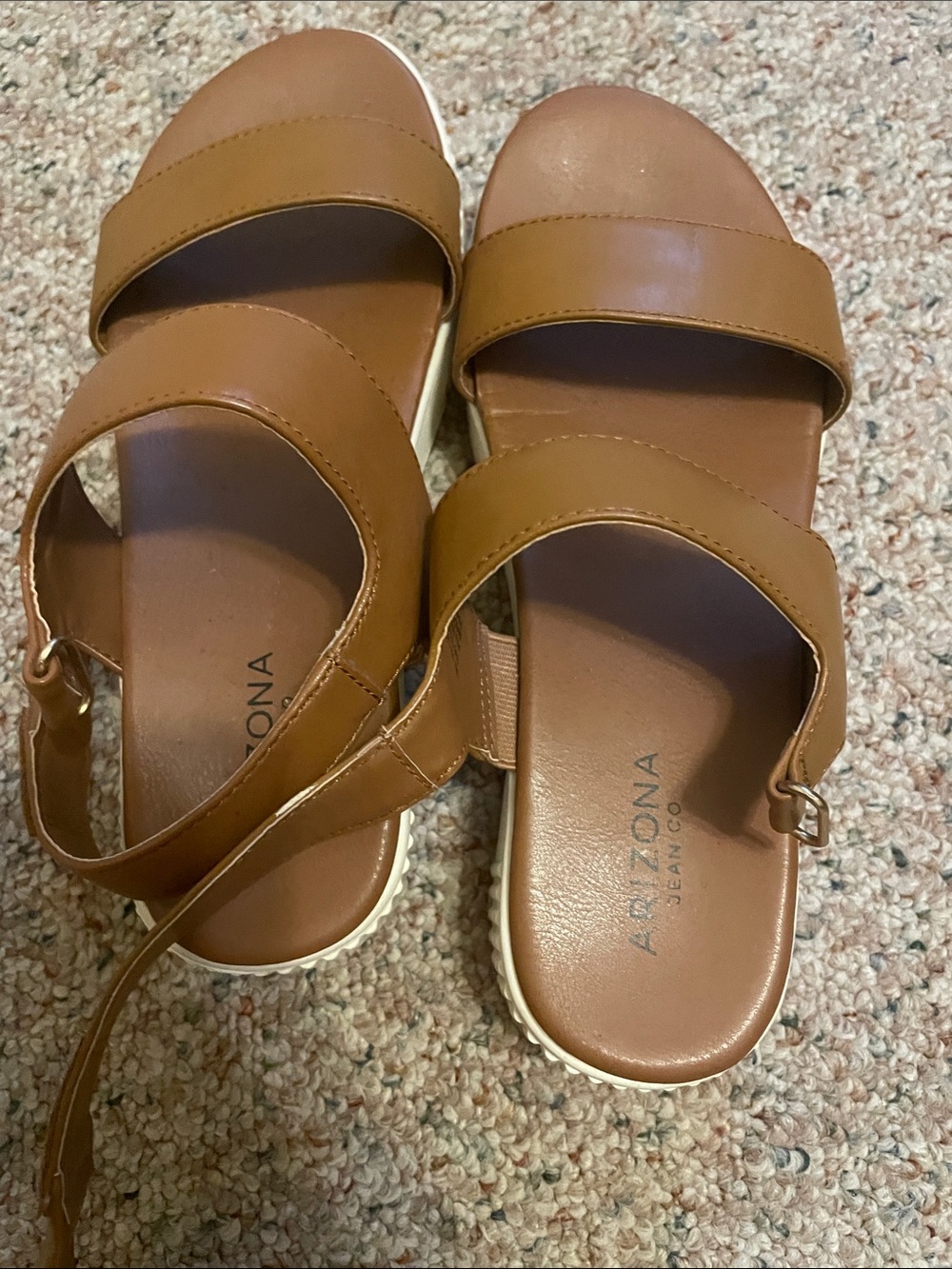 Arizona Jean Company Cognac Brown Double Strap Sandals